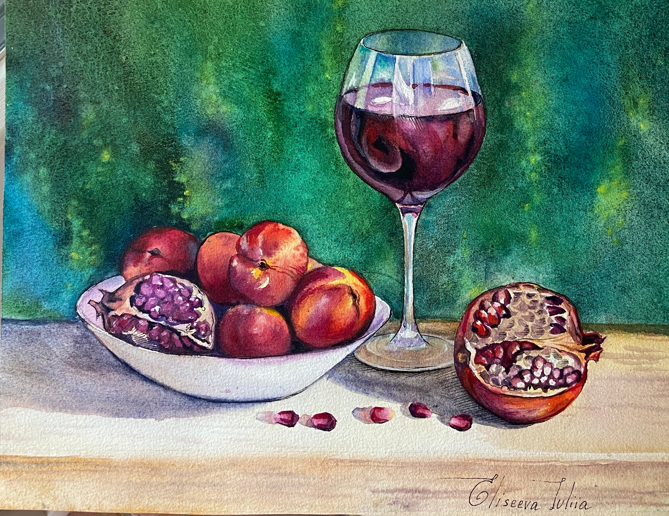 Bicchiere di vino con frutti