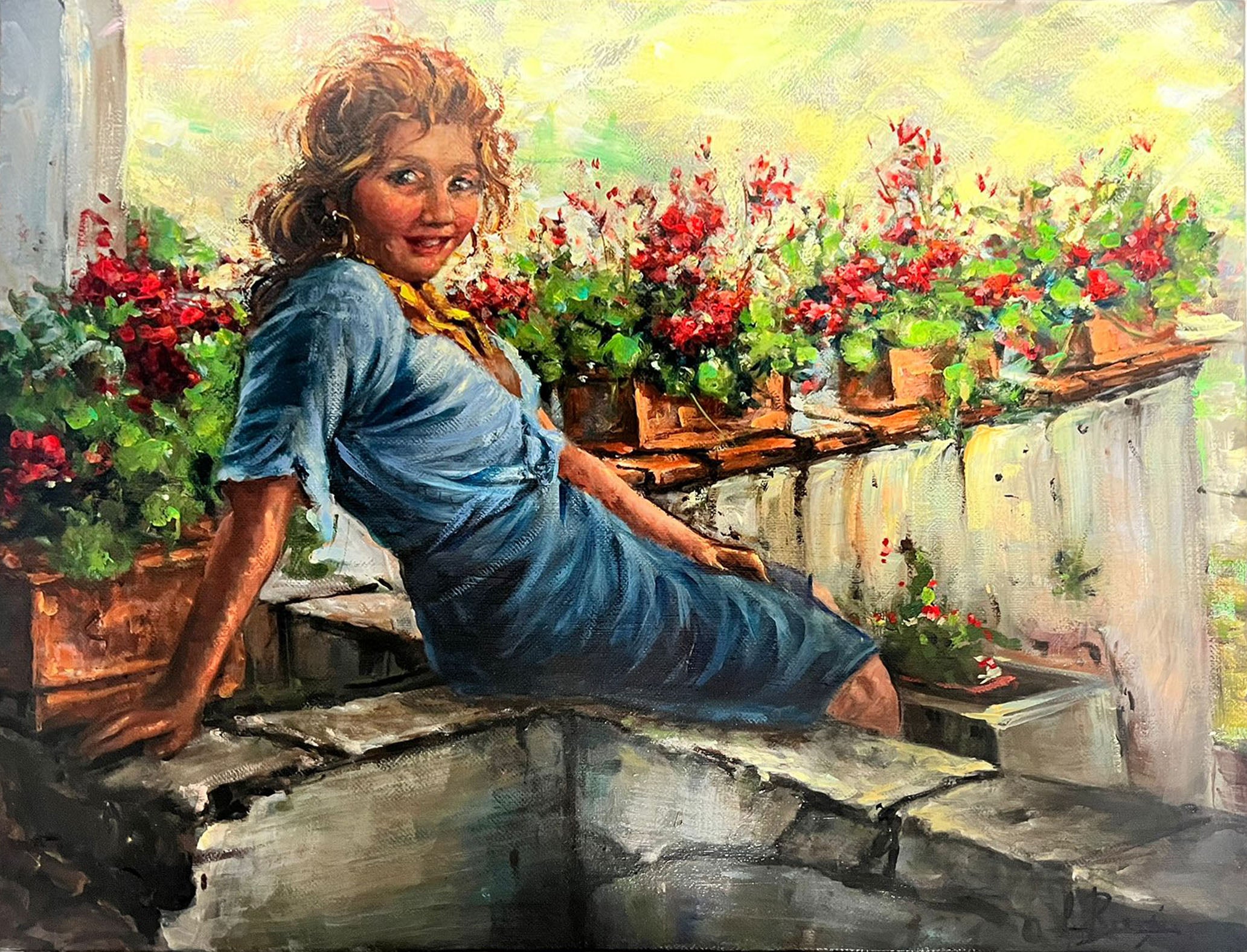 Ciro dè Rienzi - Girl with Flowers