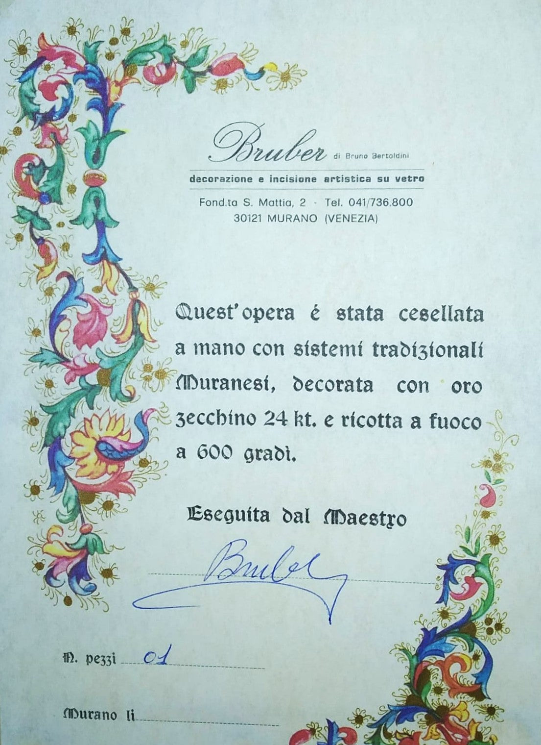 Bruber (di Bruno Bertoldini) - Deposizione