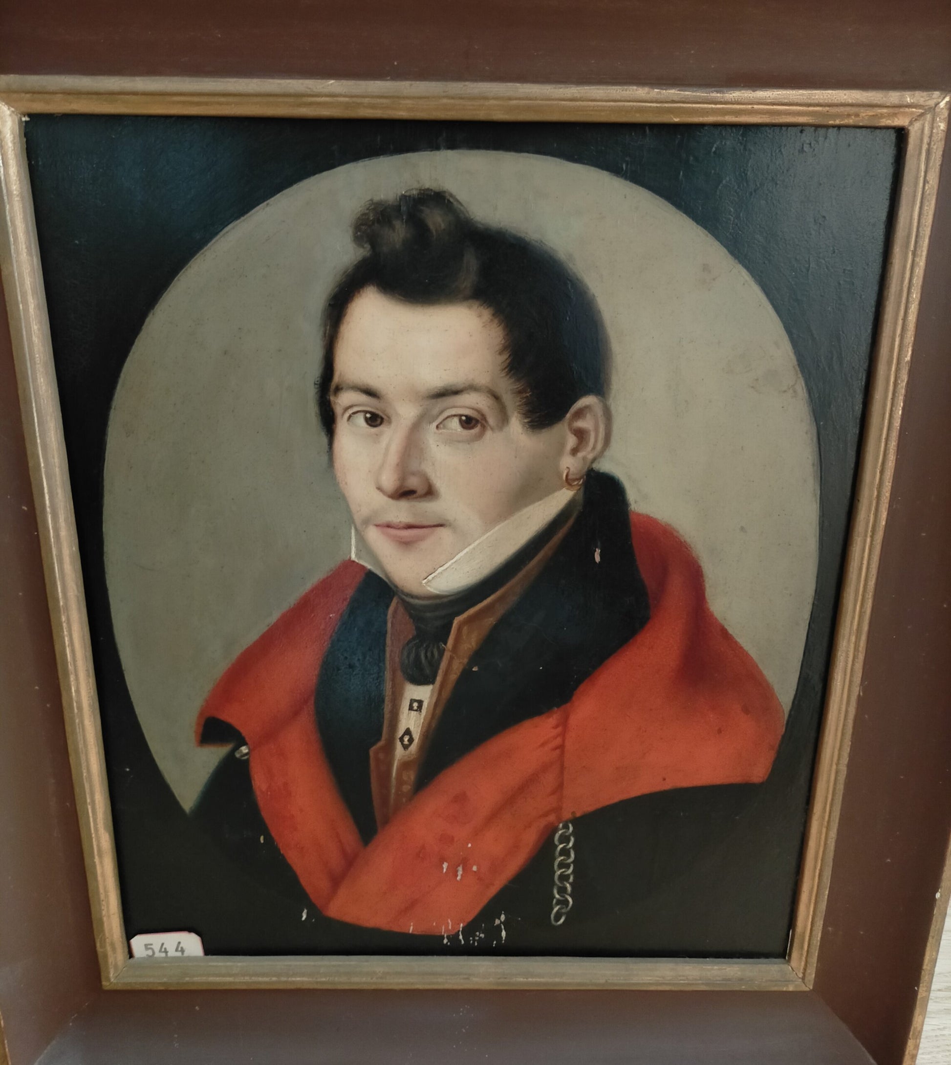 Ritratto verticale di nobiluomo, olio su tavola anonimo