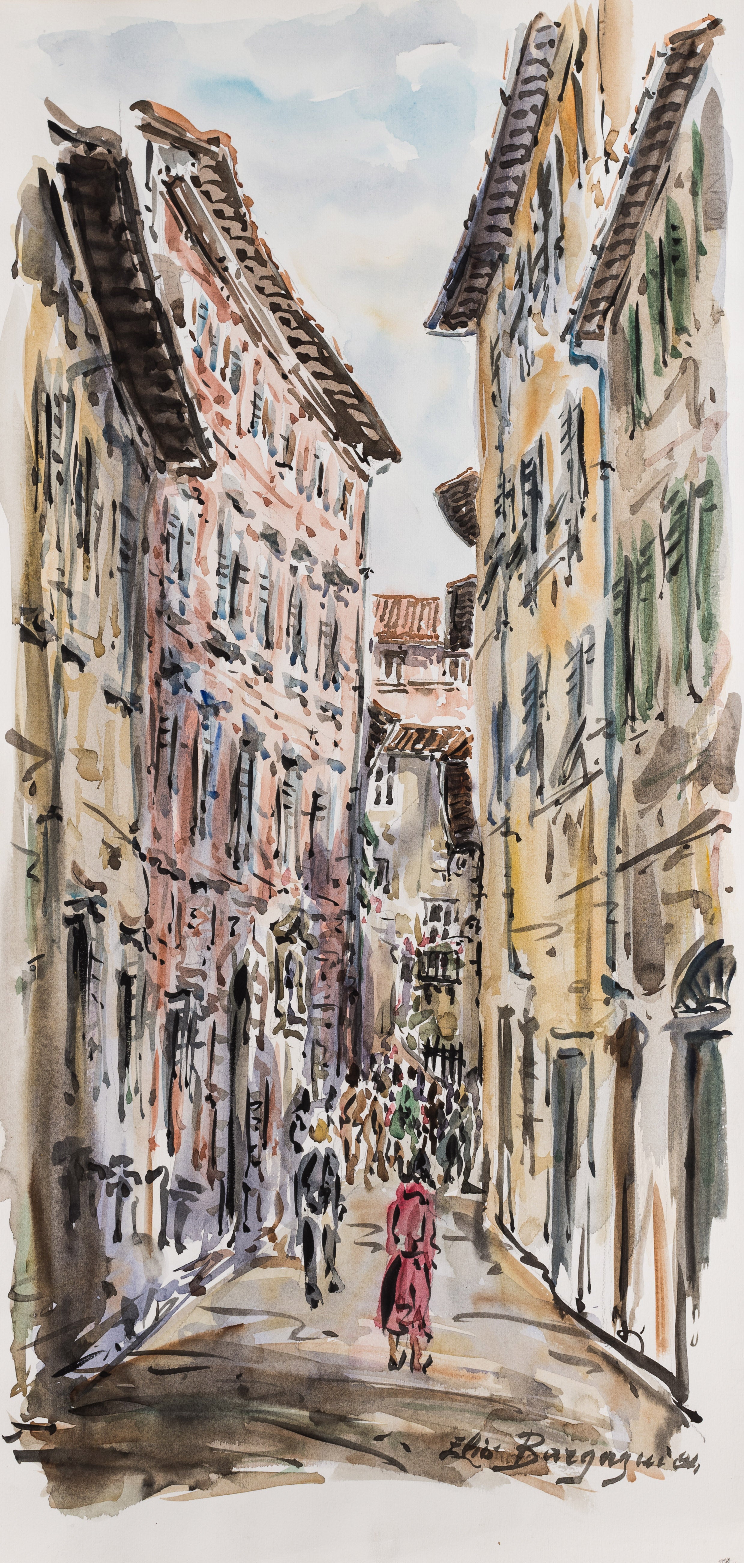 Glimpse of Lucca with people