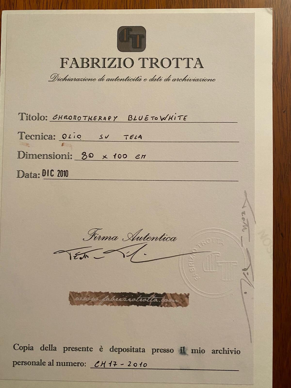 Fabrizio Trotta - Chromotherapy Blue to white