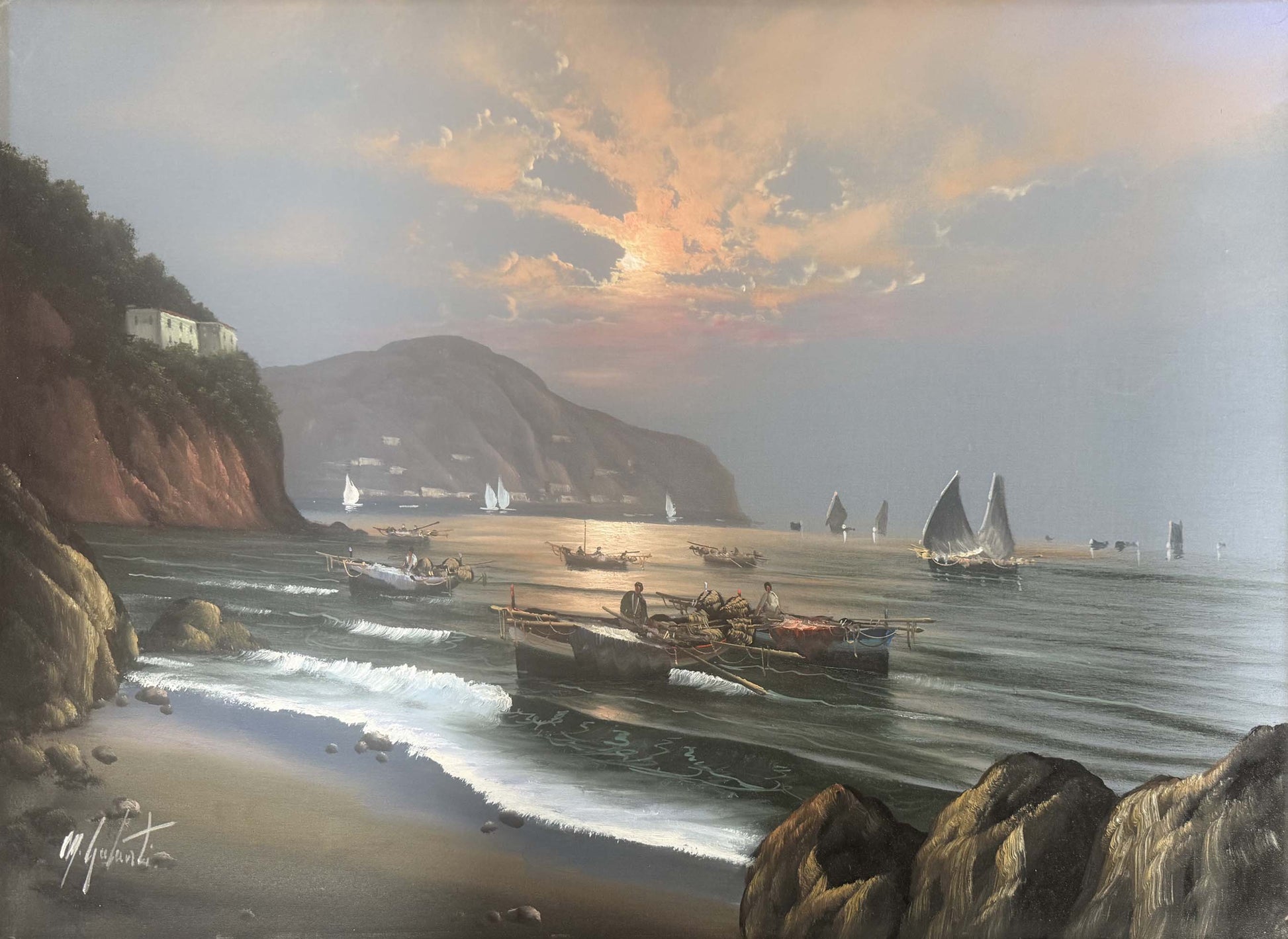 Marina, olio su tela di Mario Galanti
