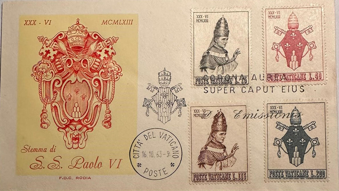 Francobolli Città del Vaticano in busta originale nel giorno di emissione