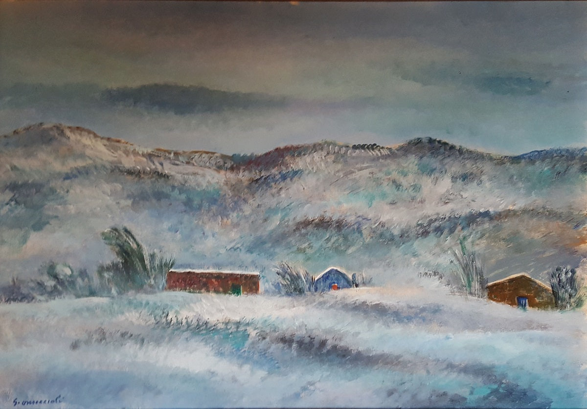 Giovanni Omiccioli - Houses and Huts Under the Snow