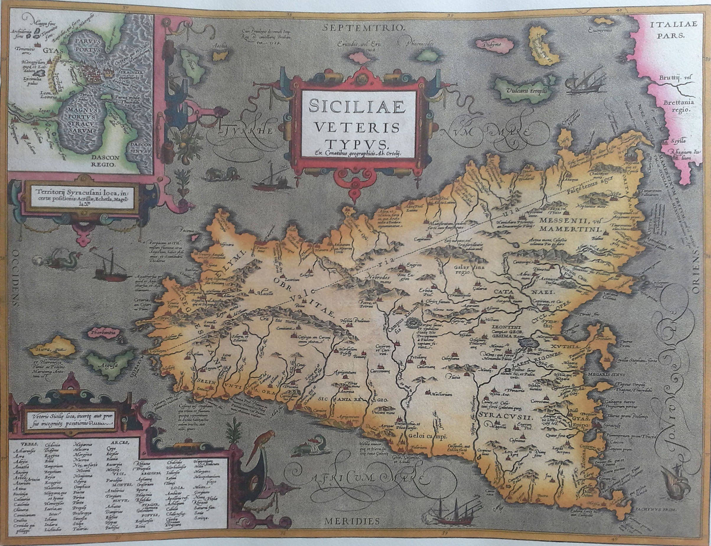 Abraham Ortelius - Carta dedicata alla Sicilia