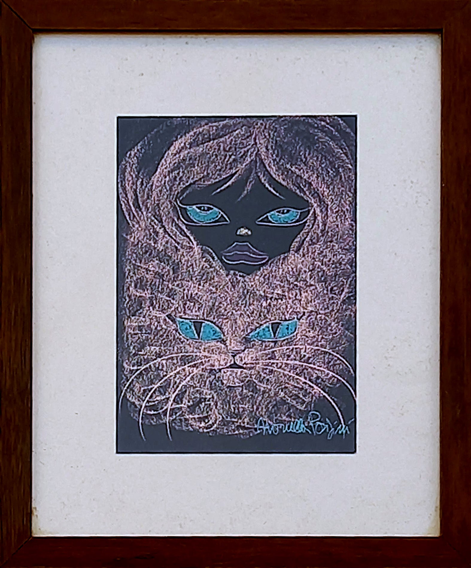 Novella Parigini - Viso di donna con gatto - Gatto