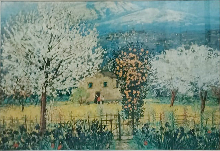 Michele Cascella - Casa en el bosque florido de primavera
