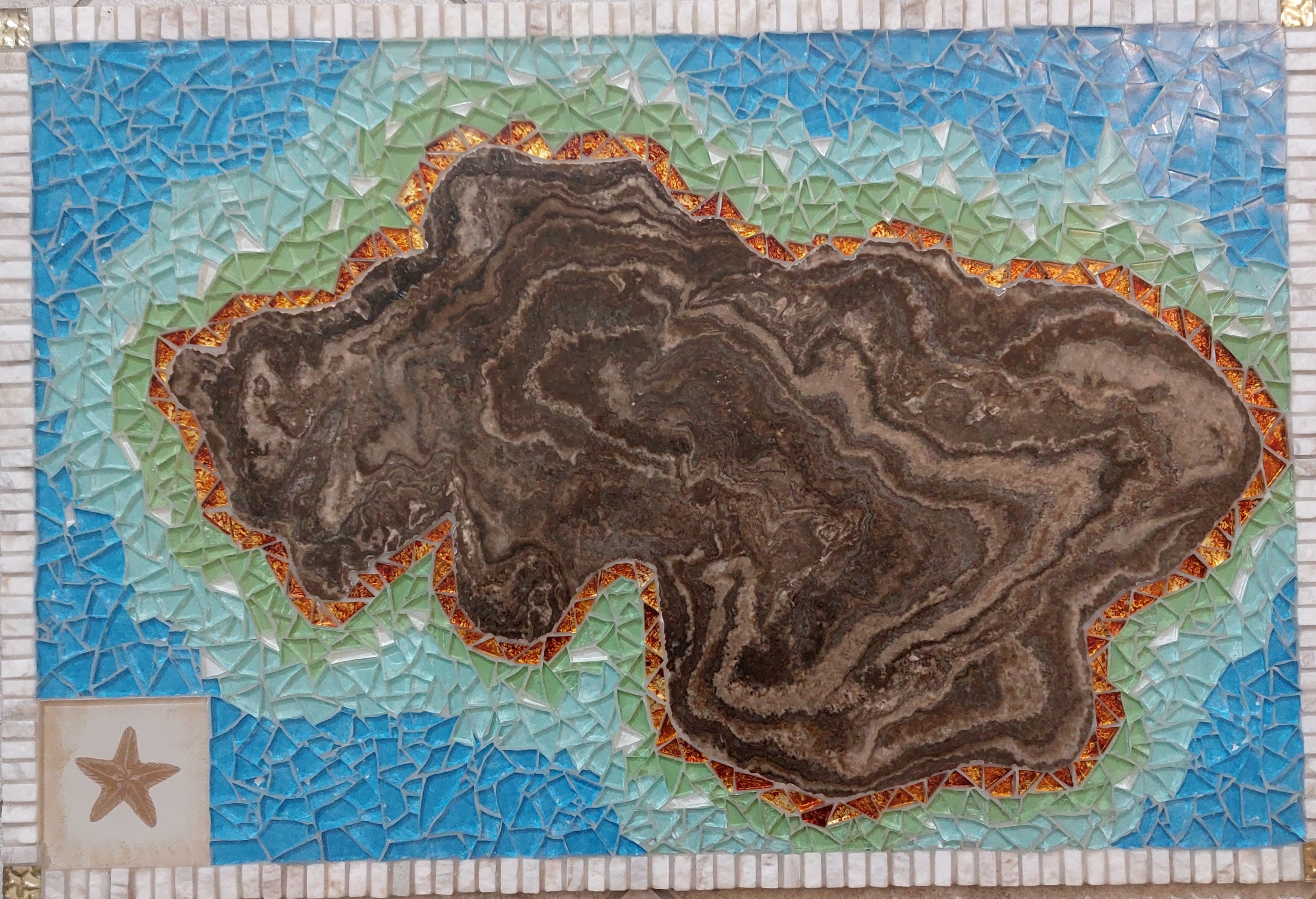 Quadro in mosaico di vetro dell'Isola che non c'è