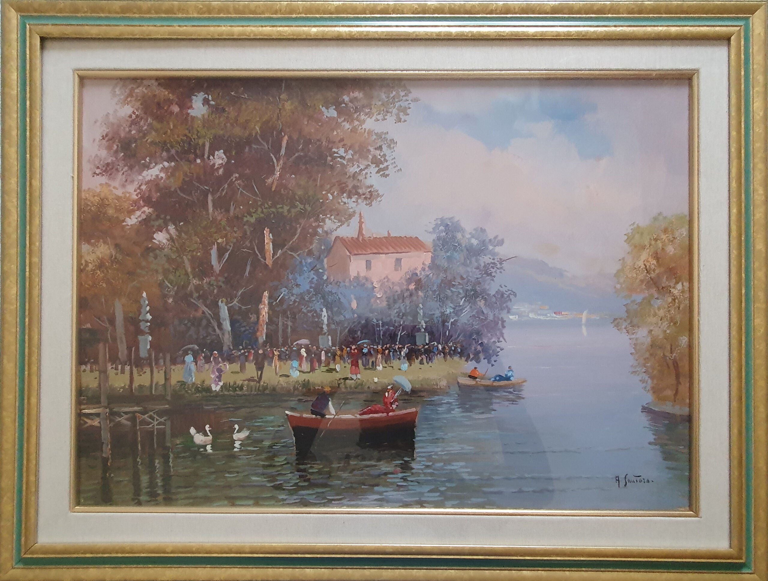 A. Santoro - Sin título (Paisaje con barcos)