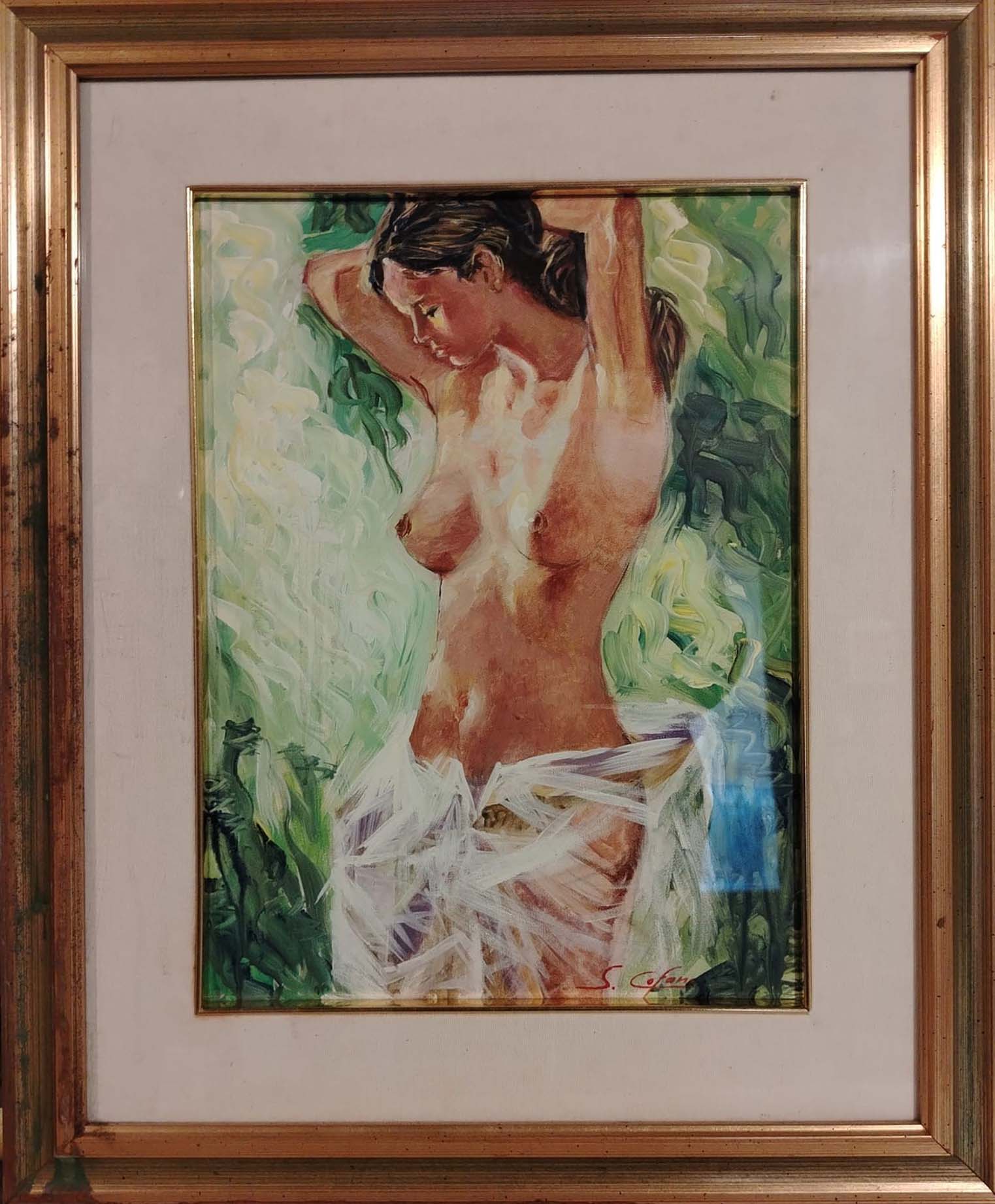 Nudo femminile a olio su tela firmato S. Cofano
