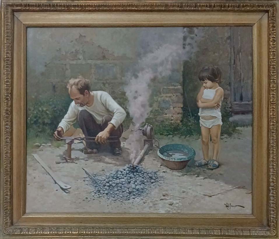 Senza titolo, olio su tela figurativo di Alfano