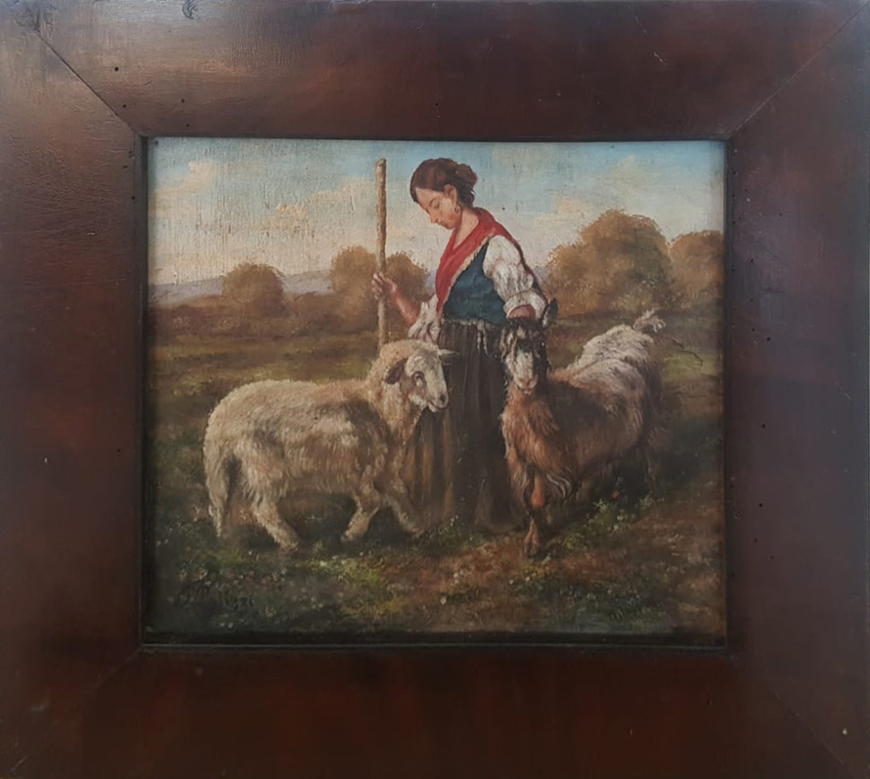Francesco Paolo Palizzi - Shepherdess with Sheep