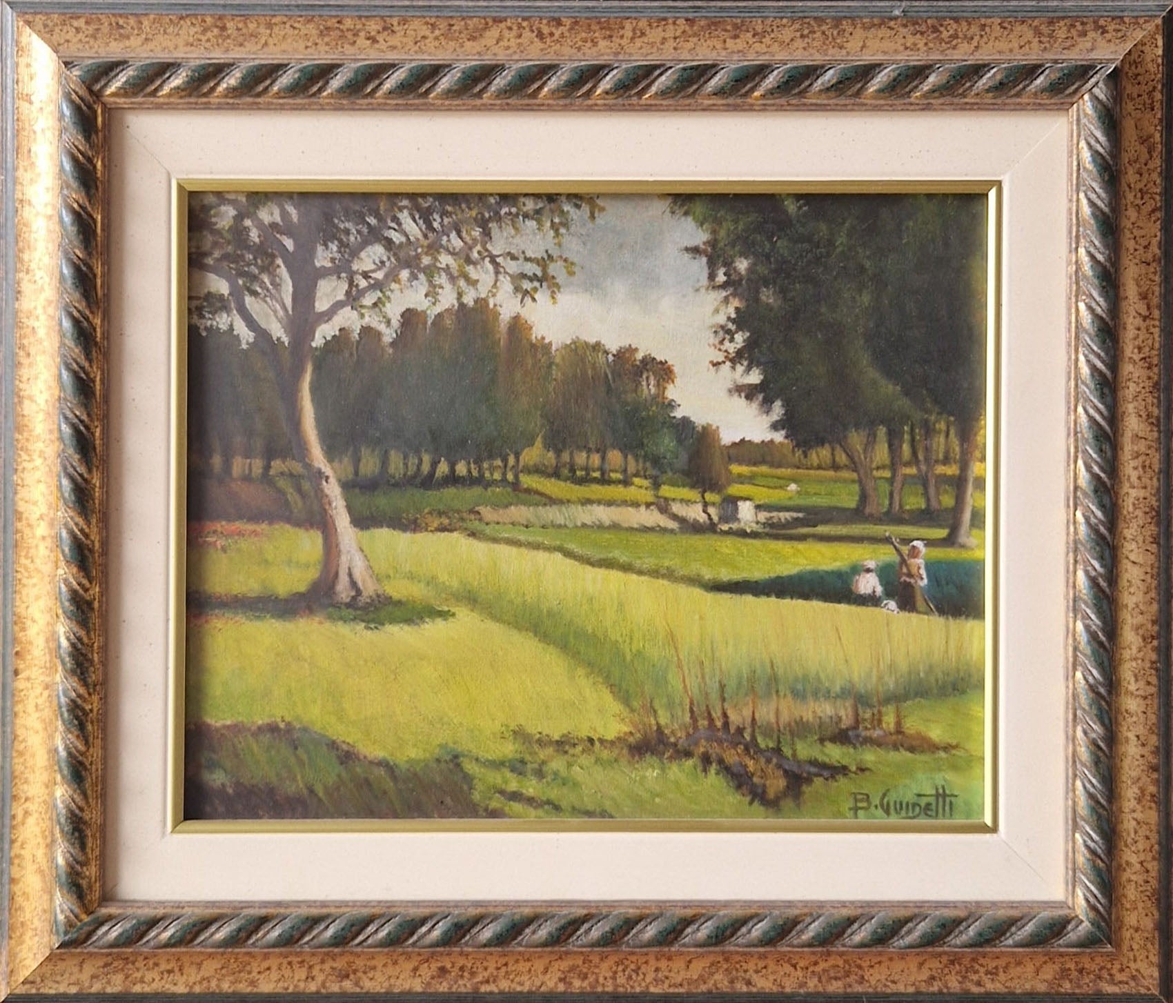 Bruno Guidetti - Senza titolo (Paesaggio di campagna con figure)