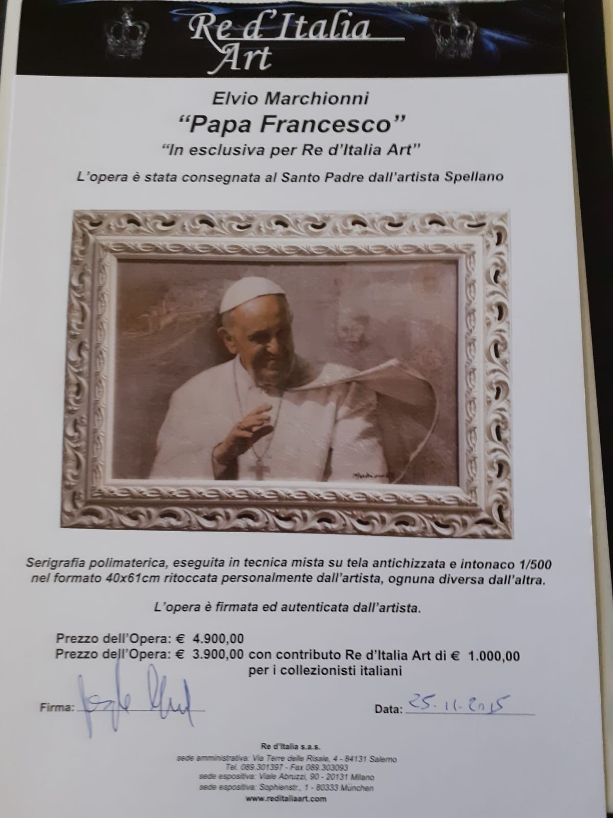 Elvio Marchionni - Papa Francisco