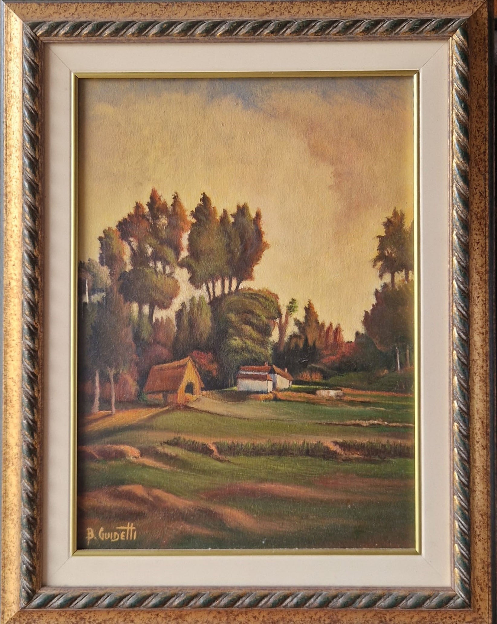 Bruno Guidetti - Senza titolo (Paesaggio rurale con casolari)