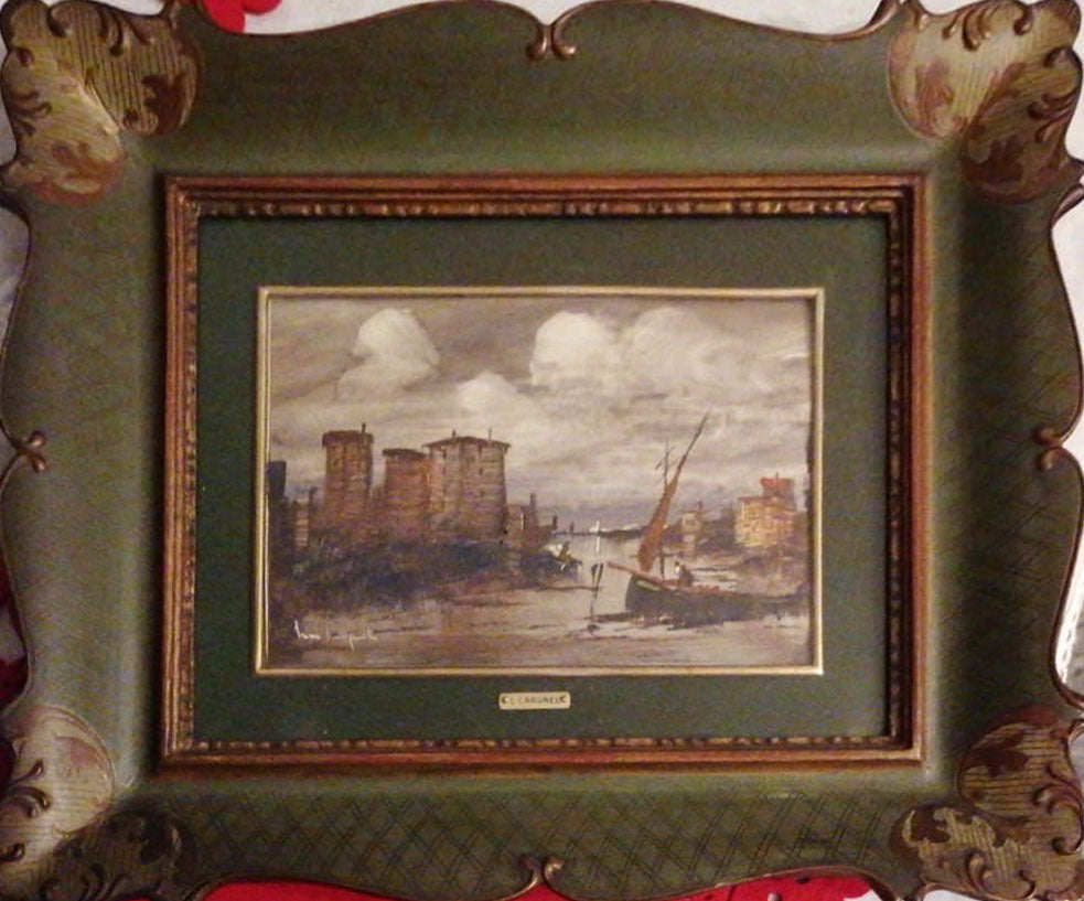 Paisaje con barco de pesca