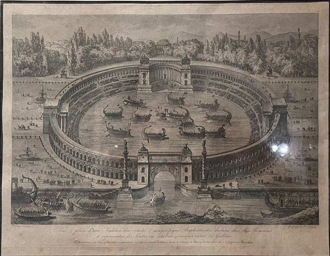 "Vue et plan d'une Naumachie" del pintoresco viaje de Jean-Claude Richard de Saint-Non