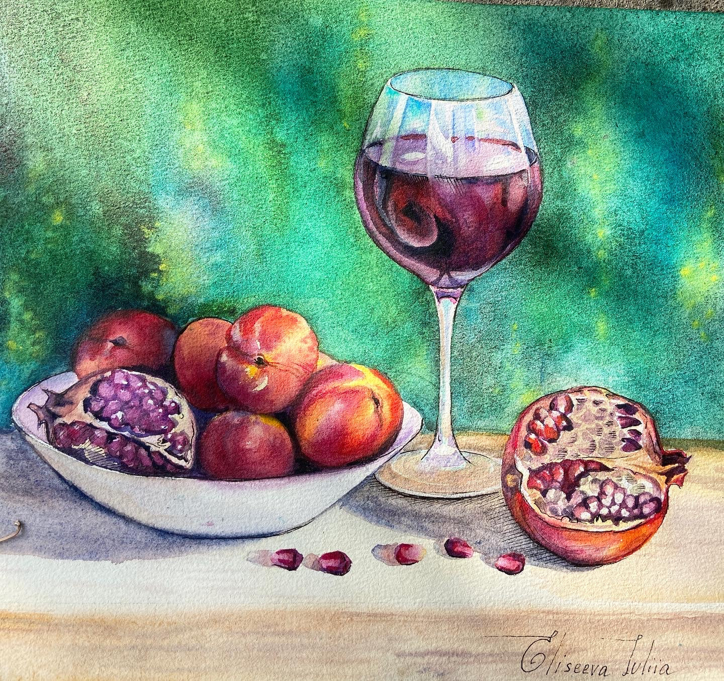 Glass of wine with fruit