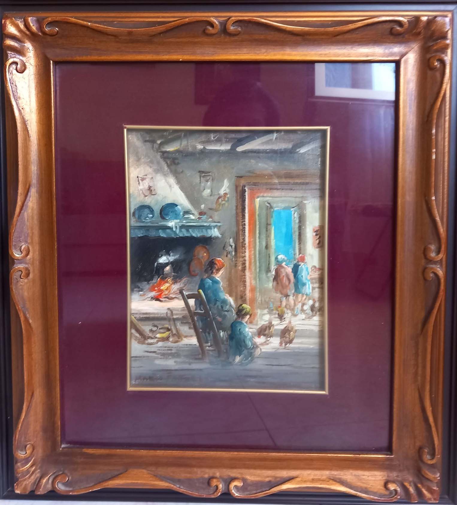 Mario Fattori - Vita toscana (figure e galline)