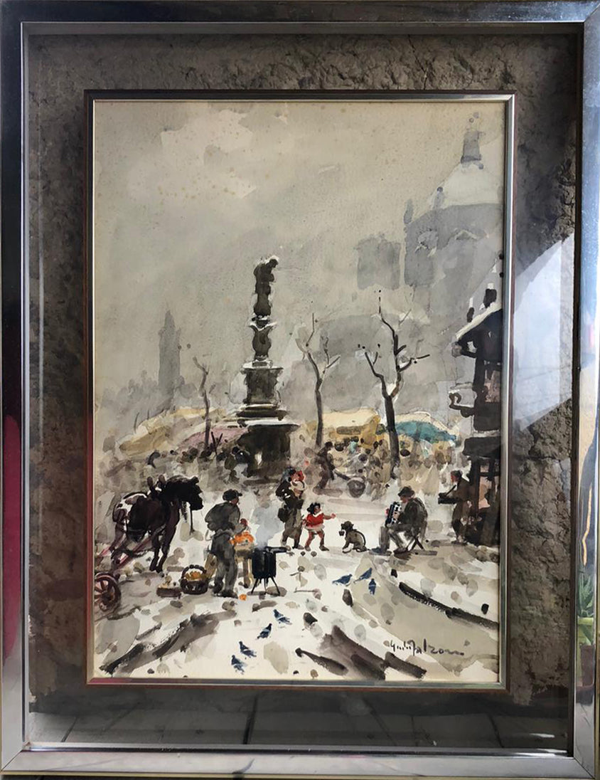 Giulio Falzoni - El antiguo mercado en Piazza Vetra