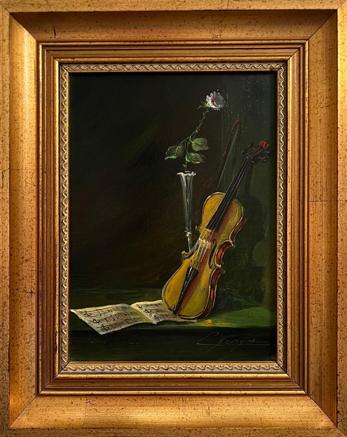Sconosciuto - Natura morta (Violino con rosa)