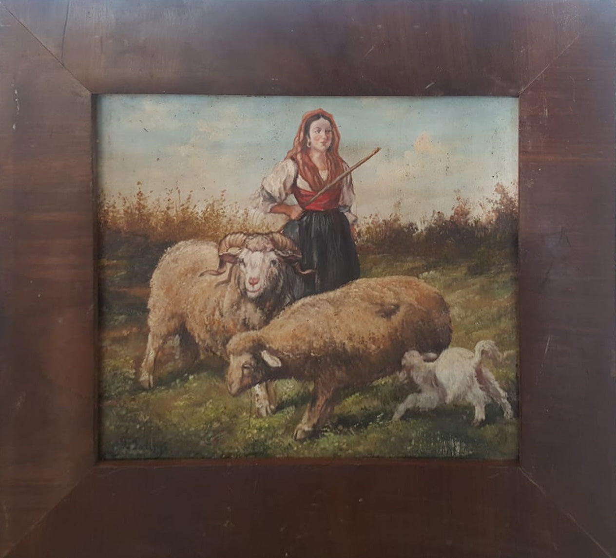 Francesco Paolo Palizzi - Shepherdess with Sheep