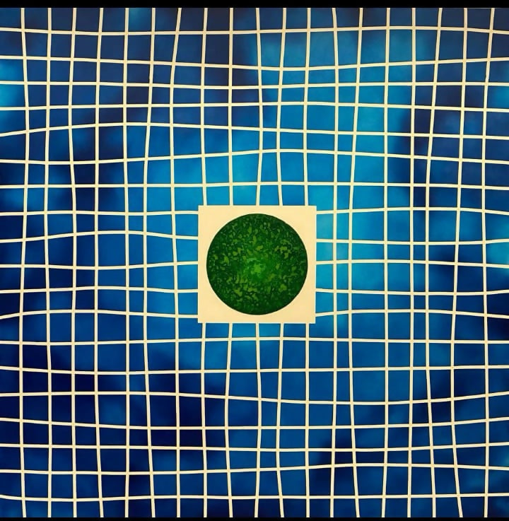 Opera geometrica a olio su tela di Marco Marzari/KERIGMA