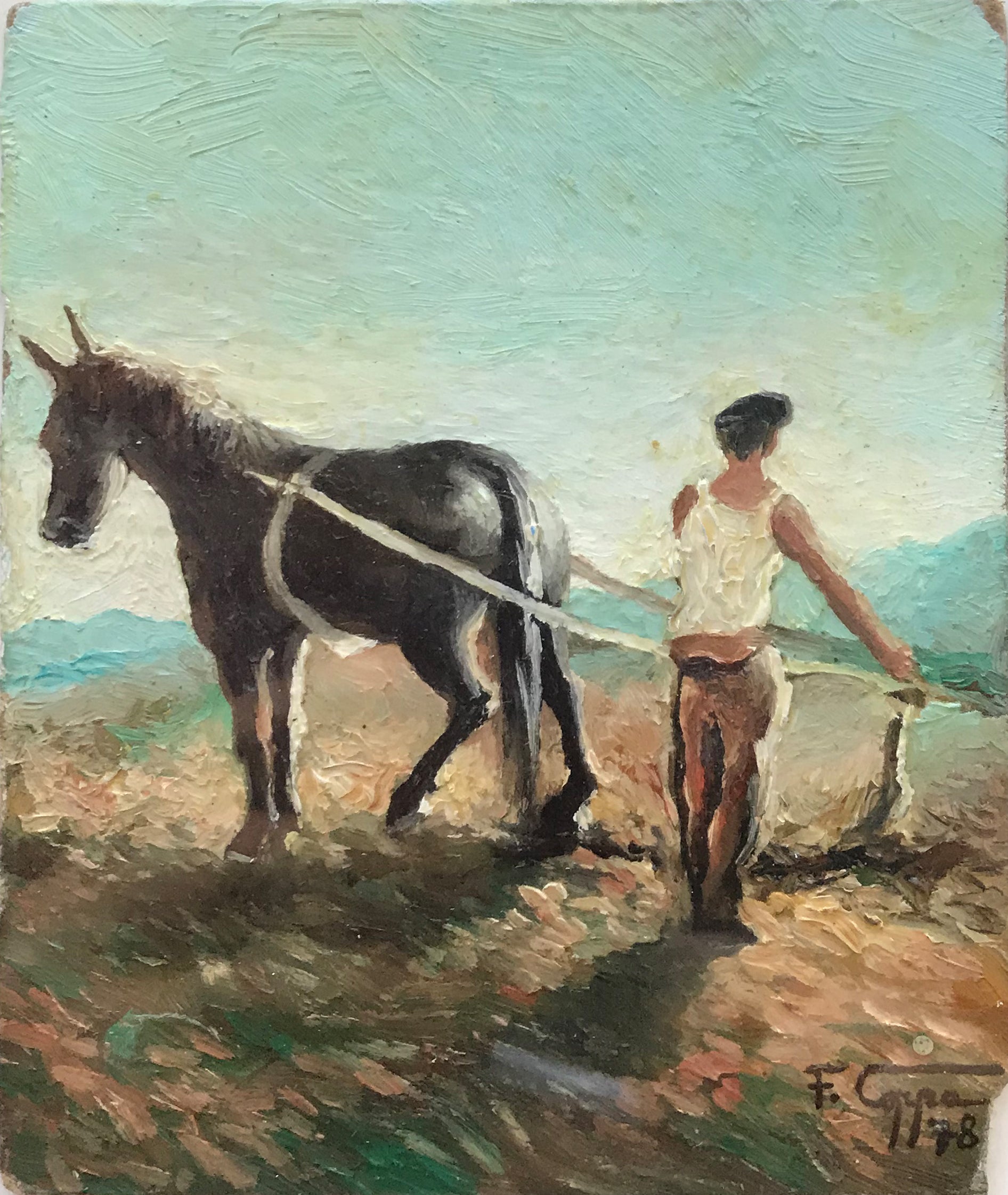 Francesco Coppa - Contadino che ara