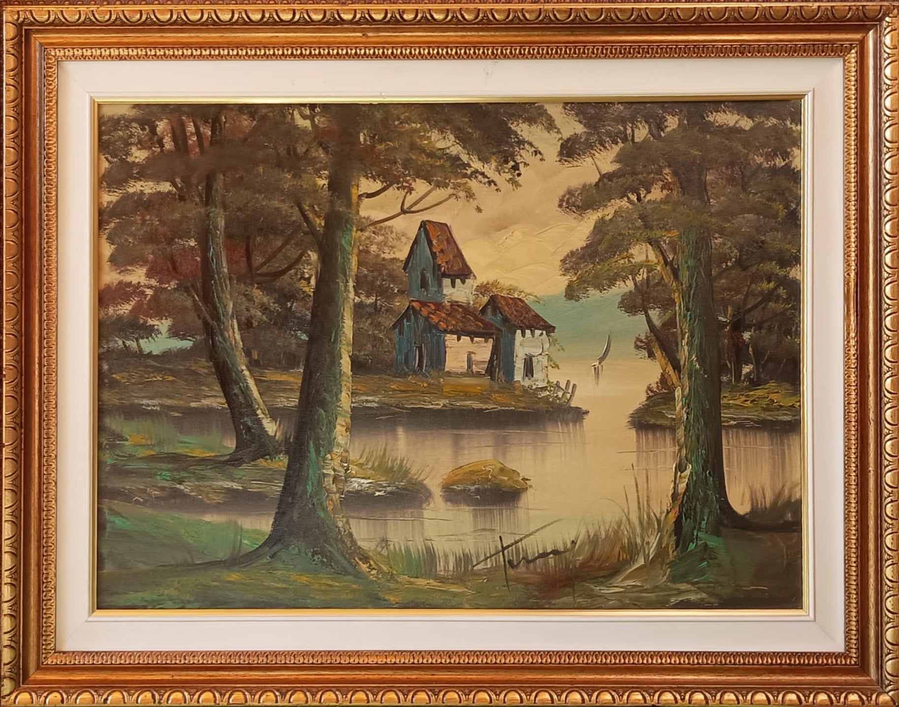 Antonio De Rosa - Landscape with Houses in the Woods