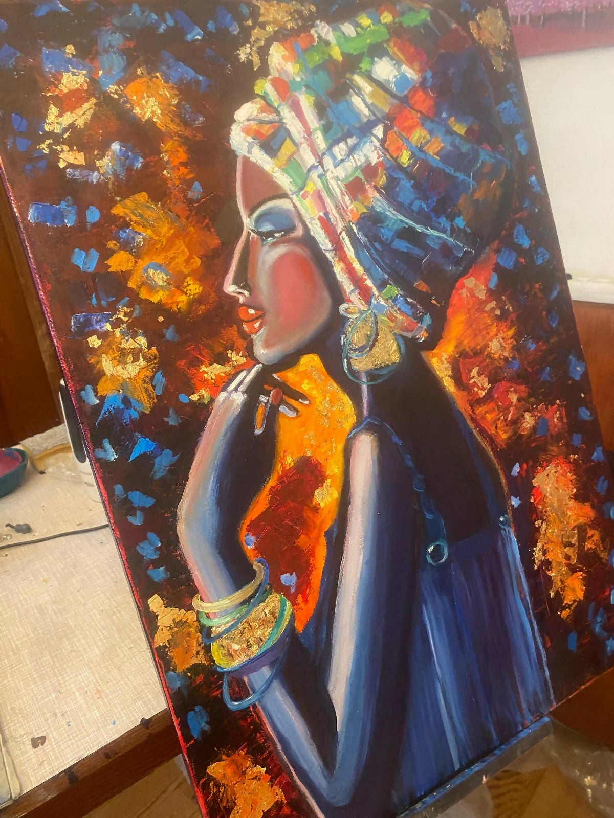 Quadro moderno con foglia oro effetto wow