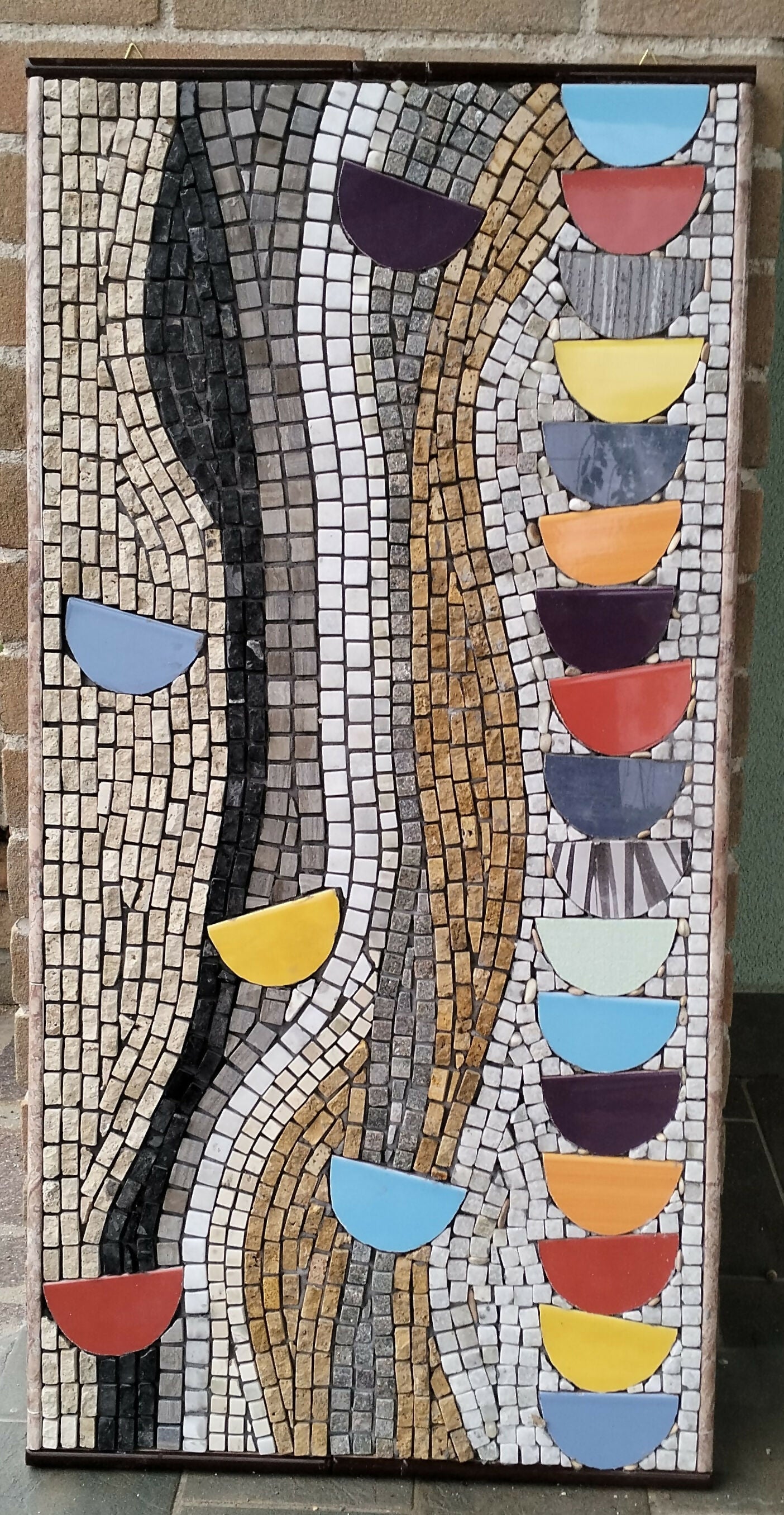Roberto Rubiola - Quadro astratto in mosaico di ceramica e pietre - Tecniche miste