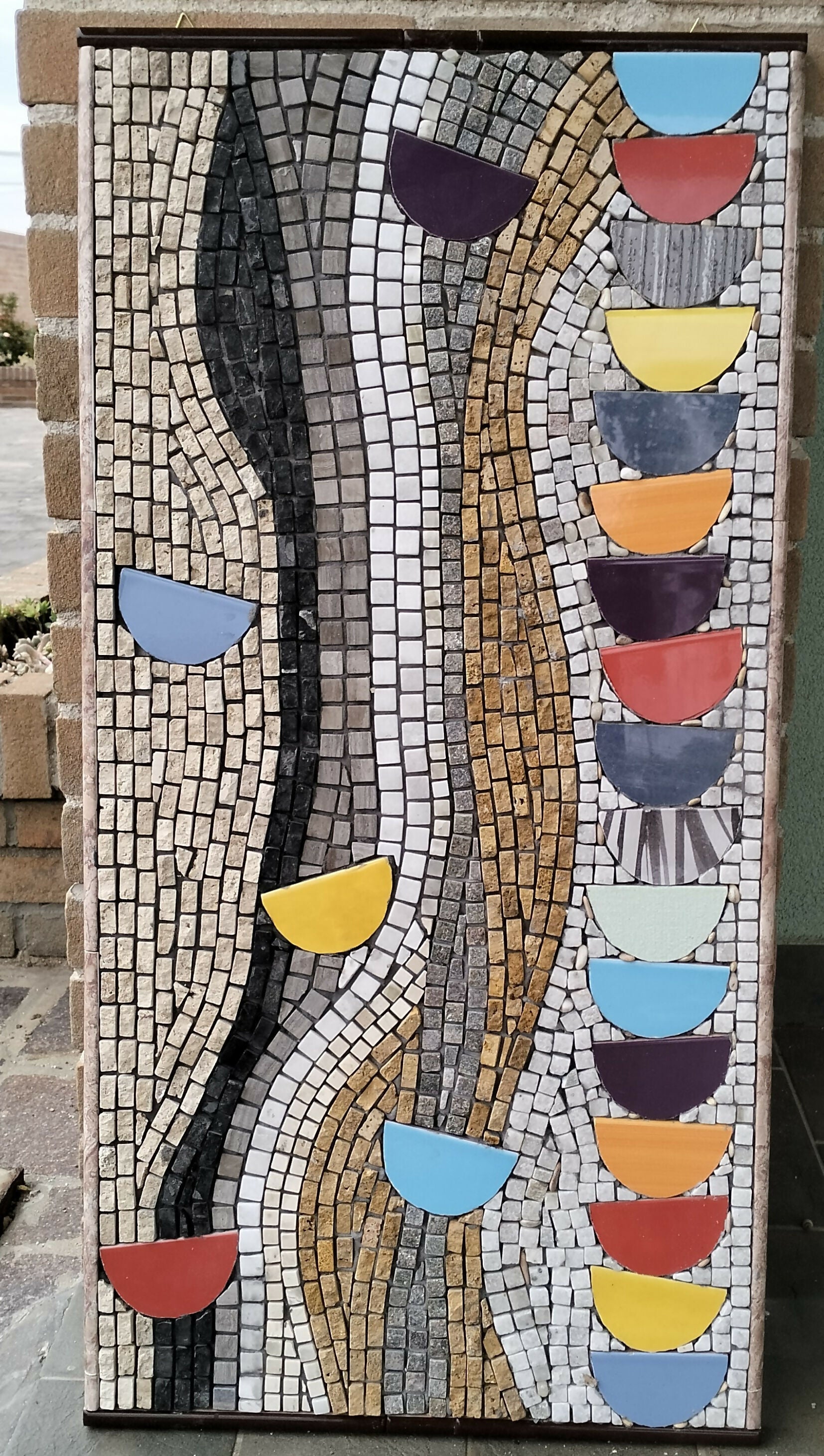 Roberto Rubiola - Quadro astratto in mosaico di ceramica e pietre - Tecniche miste