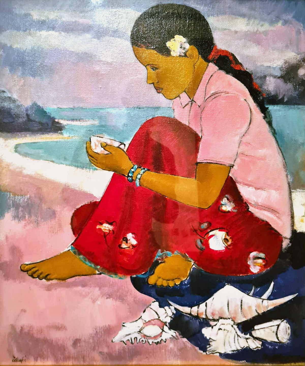 Enzo Cislaghi - Chica en la playa de Phuket