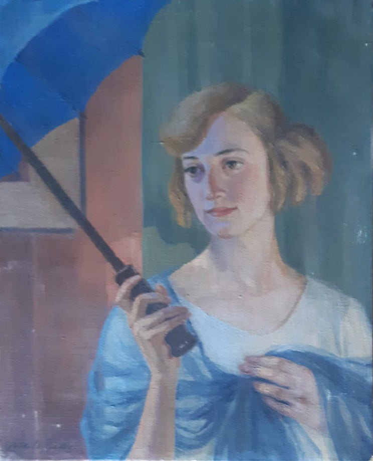 Anonimo - Donna bionda con peplo azzurro