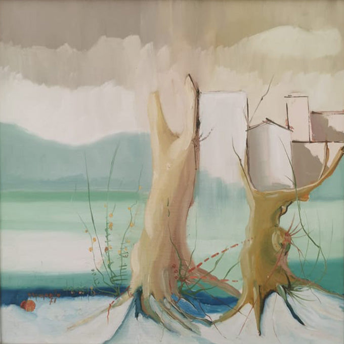 Antonio Spagnuolo - Paisaje de troncos y casas
