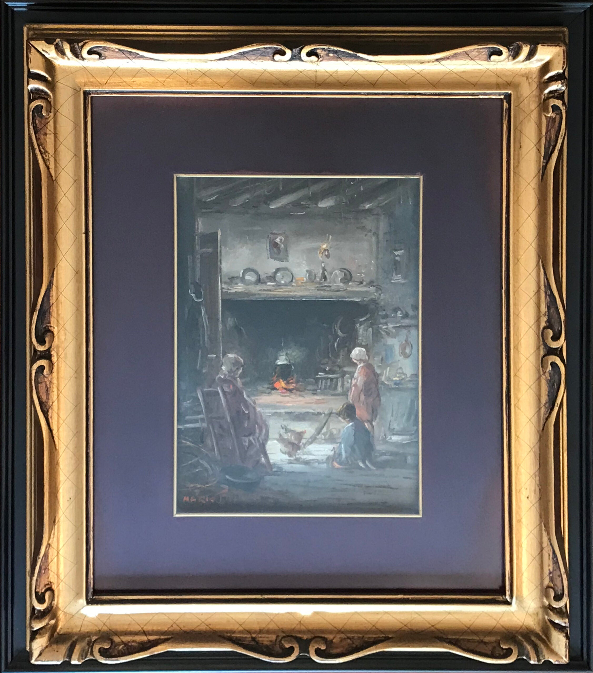 Mario Fattori - Interior of a Farmhouse