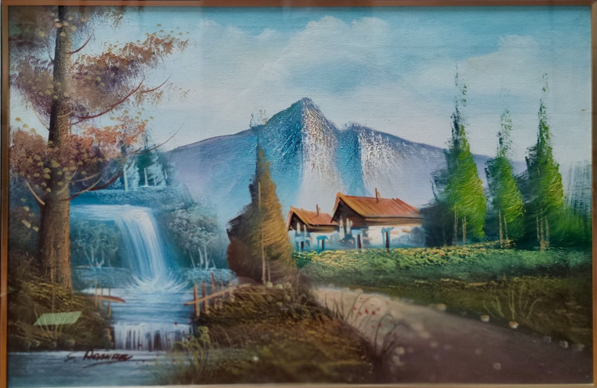 Autore sconosciuto - Senza titolo (Casa vicino alla cascata)