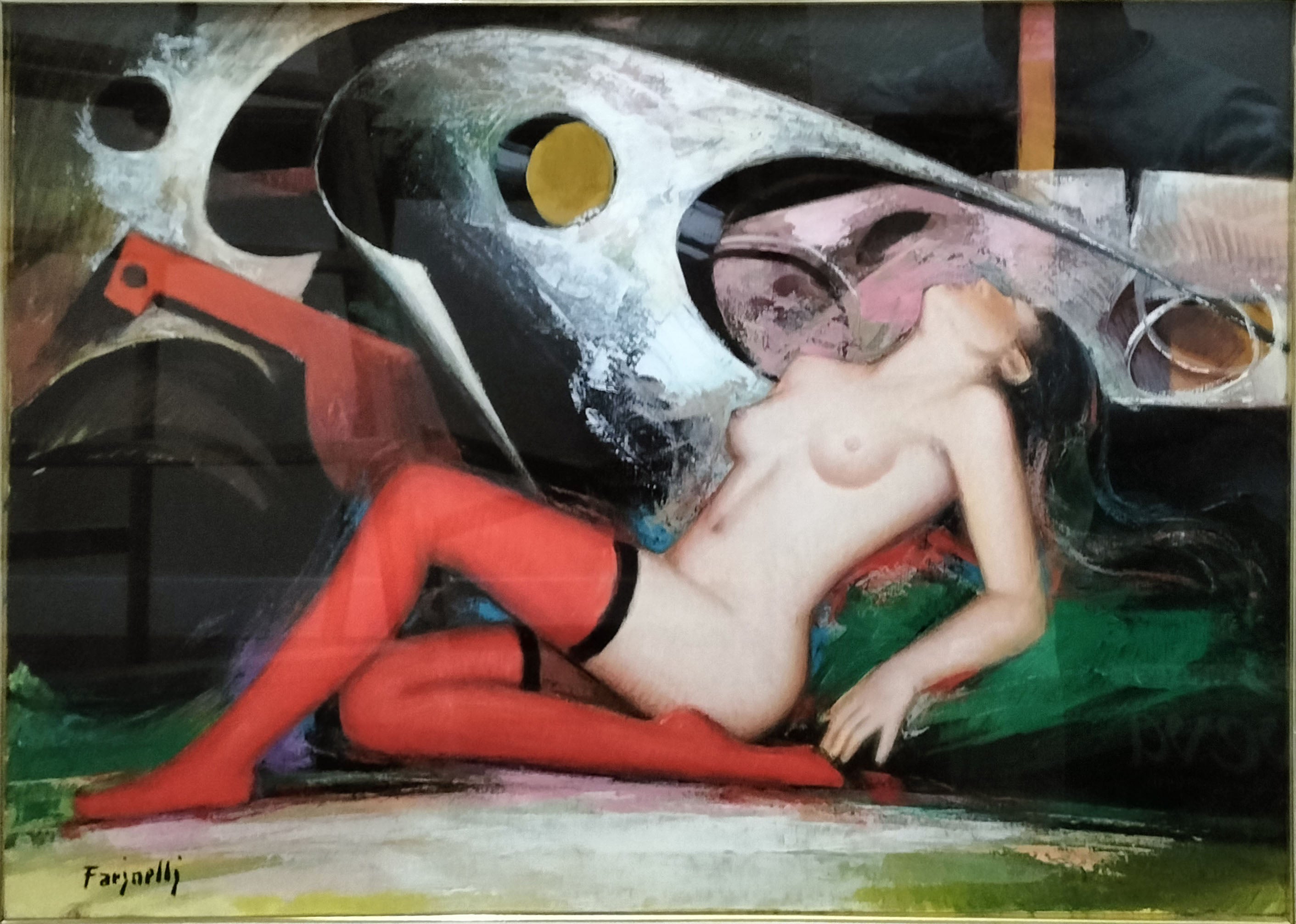 Ezio Farinelli - Senza titolo (nudo con calze rosse)