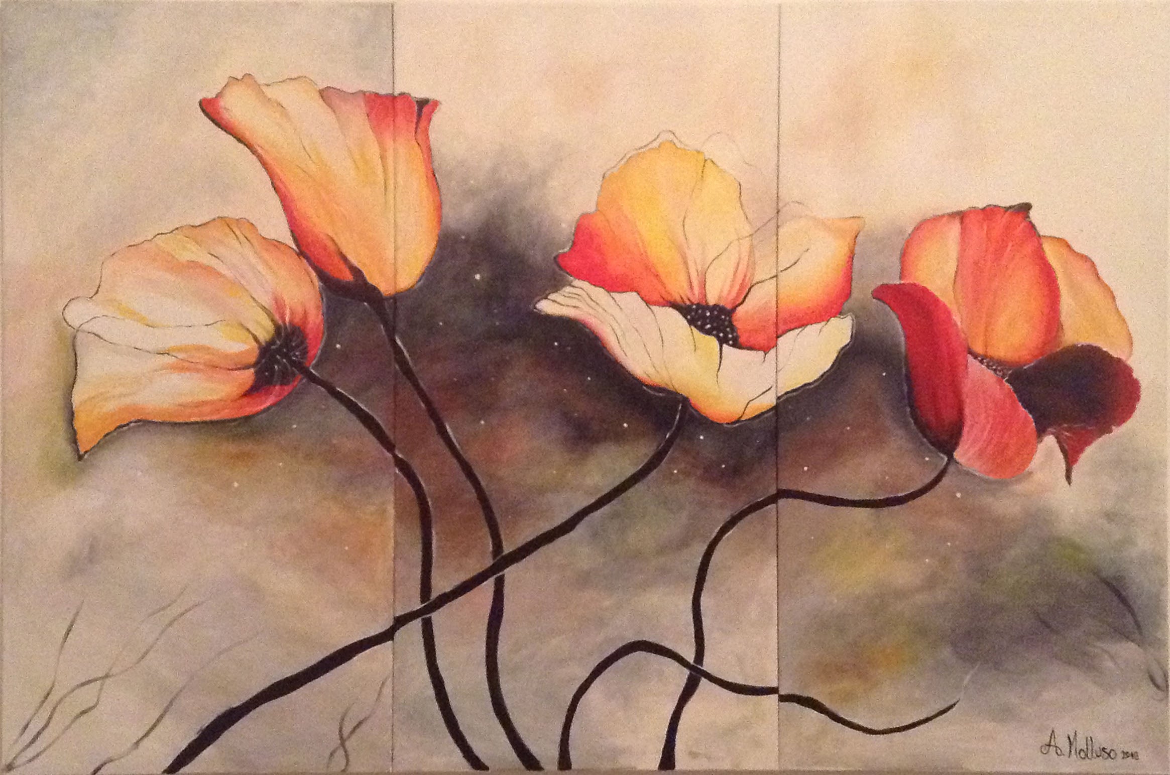 Angela Molluso - Amapolas - tríptico