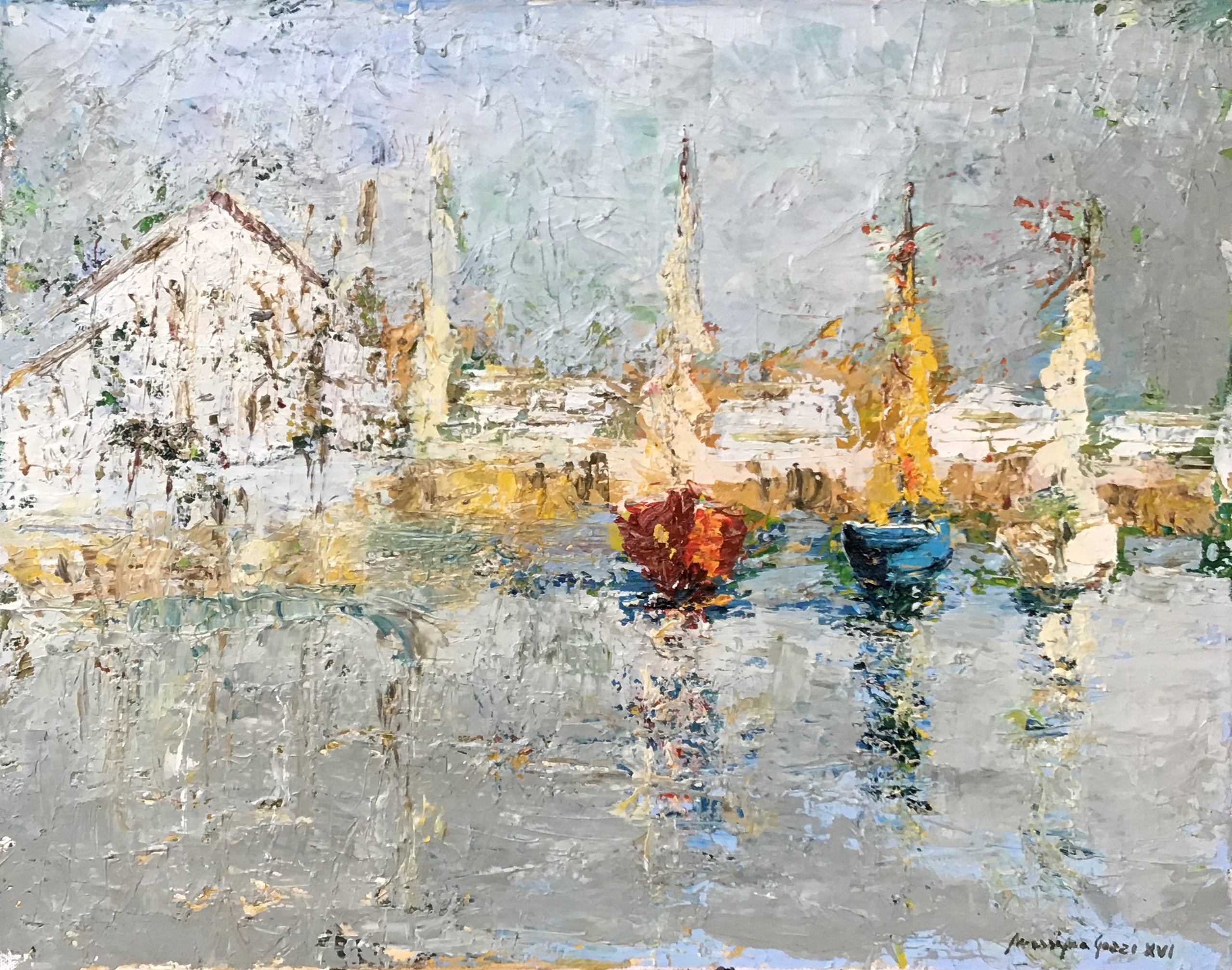 Massimo Gozzi - Puerto con barcos