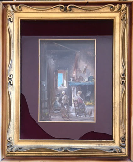 Mario Fattori - Interior de una casa de campo