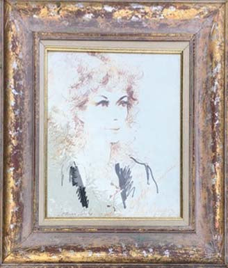 Volto di donna a matita su carta di Leroy Neiman