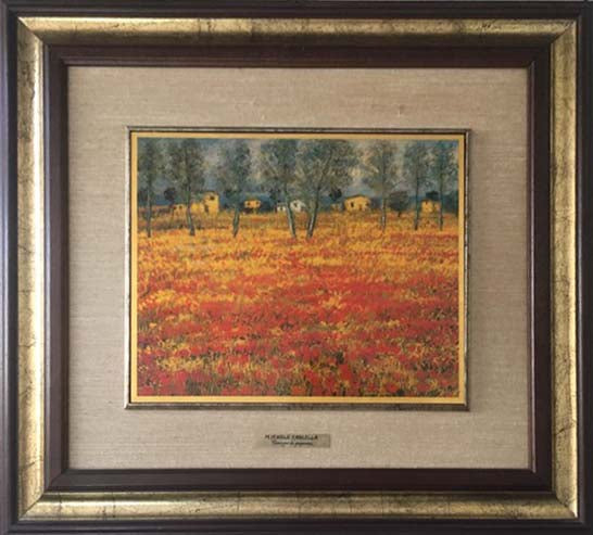 Campo di papaveri, serigrafia su lastra d'oro di Michele Cascella