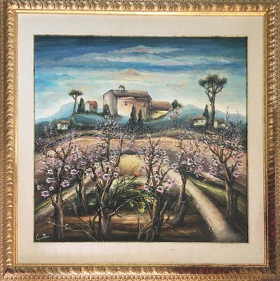 Paesaggio, olio su masonite di Cipollini