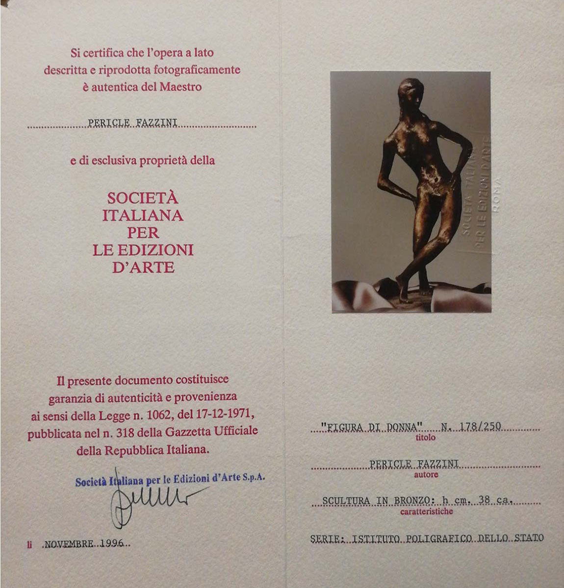 Pericle Fazzini - Figura de una mujer