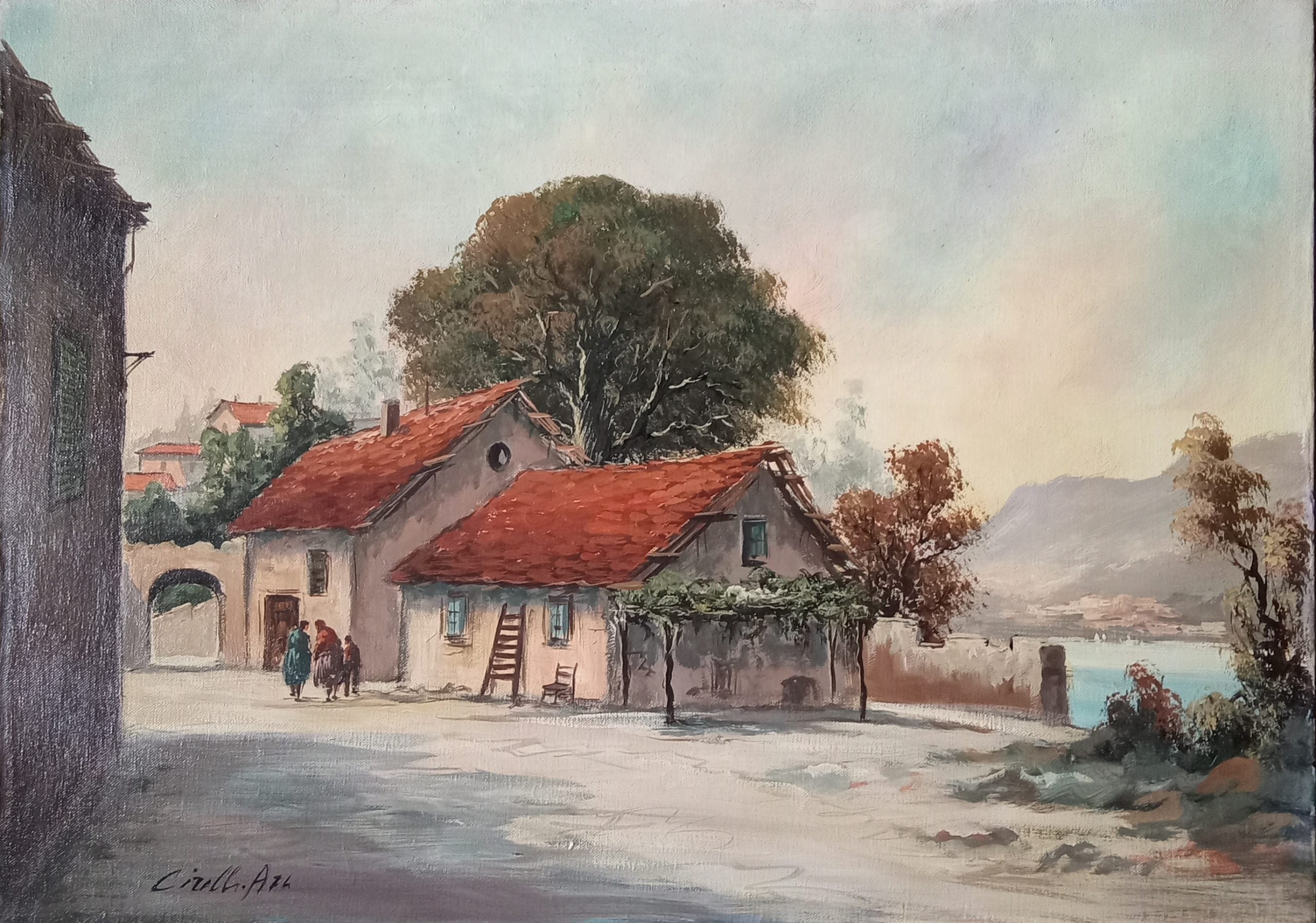 Antonio Cirelli - Casas en el lago de Nemi