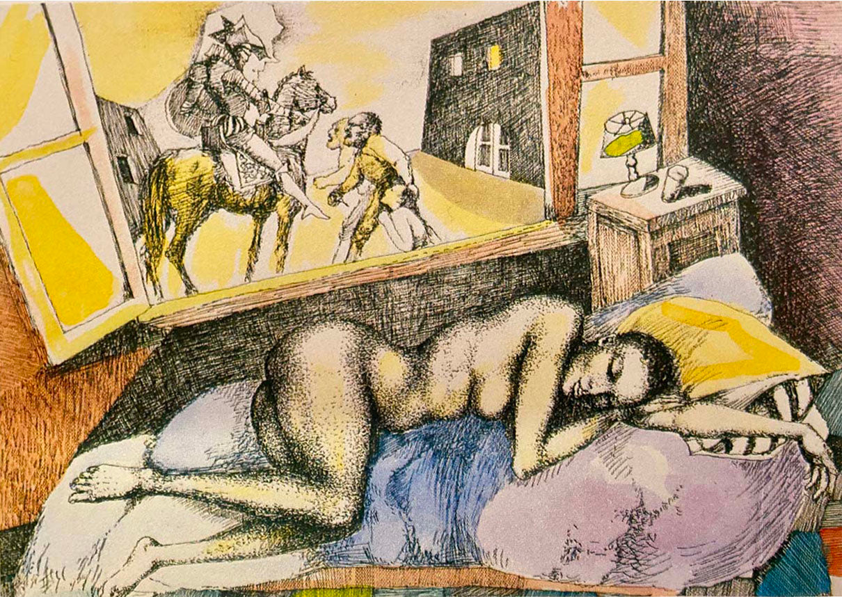 Ugo Attardi - Sognava Don Chisciotte l'emigrante africana