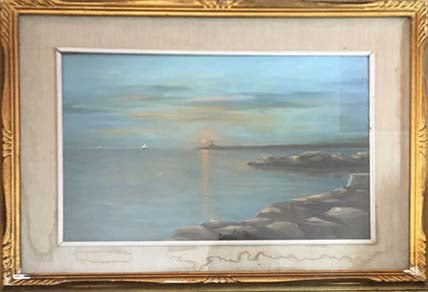 Senza titolo, marina a olio su masonite di Dino Ciapini