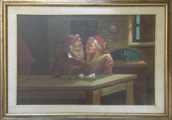 Personaggi, olio su tela figurativo di V. Castaldo